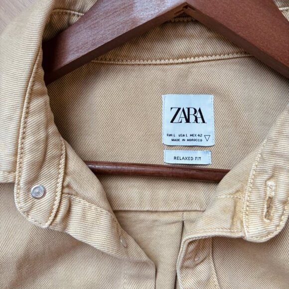 ZARA Men’s Relaxed Fit Overshirt – Tan / Camel – Size L - Picture 2 of 5